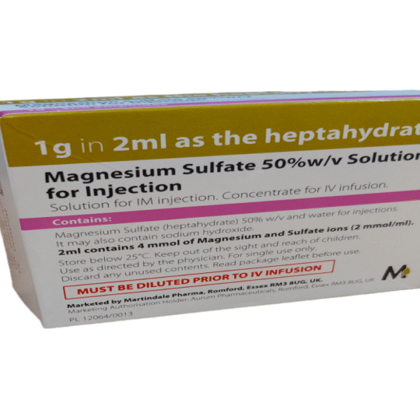 Magnesium Sulfate Injection 50%w/v (10 x 2ml) IM solution / IV concentrate
